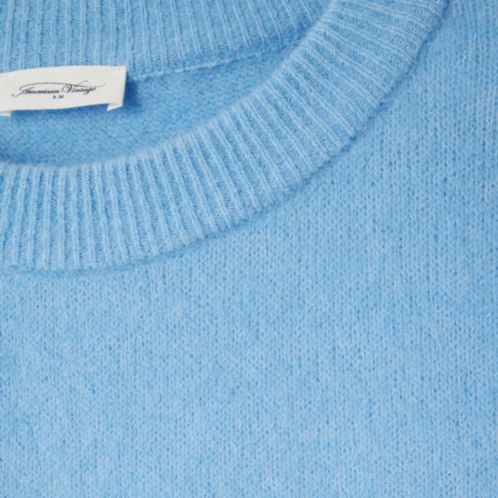 American Vintage Aura Melange Vitow Jumper in soft blue alpaca-wool blend.