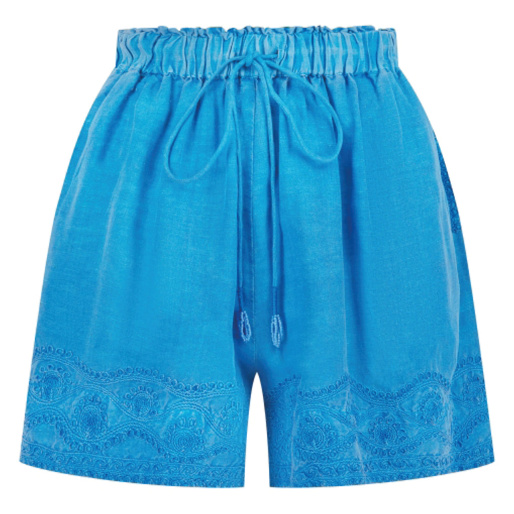 Blue shorts with mini hemline and concealed side pockets.
Pranella Blue Betty Shorts - Jo And Co Pranella Blue Betty Shorts - Pranella