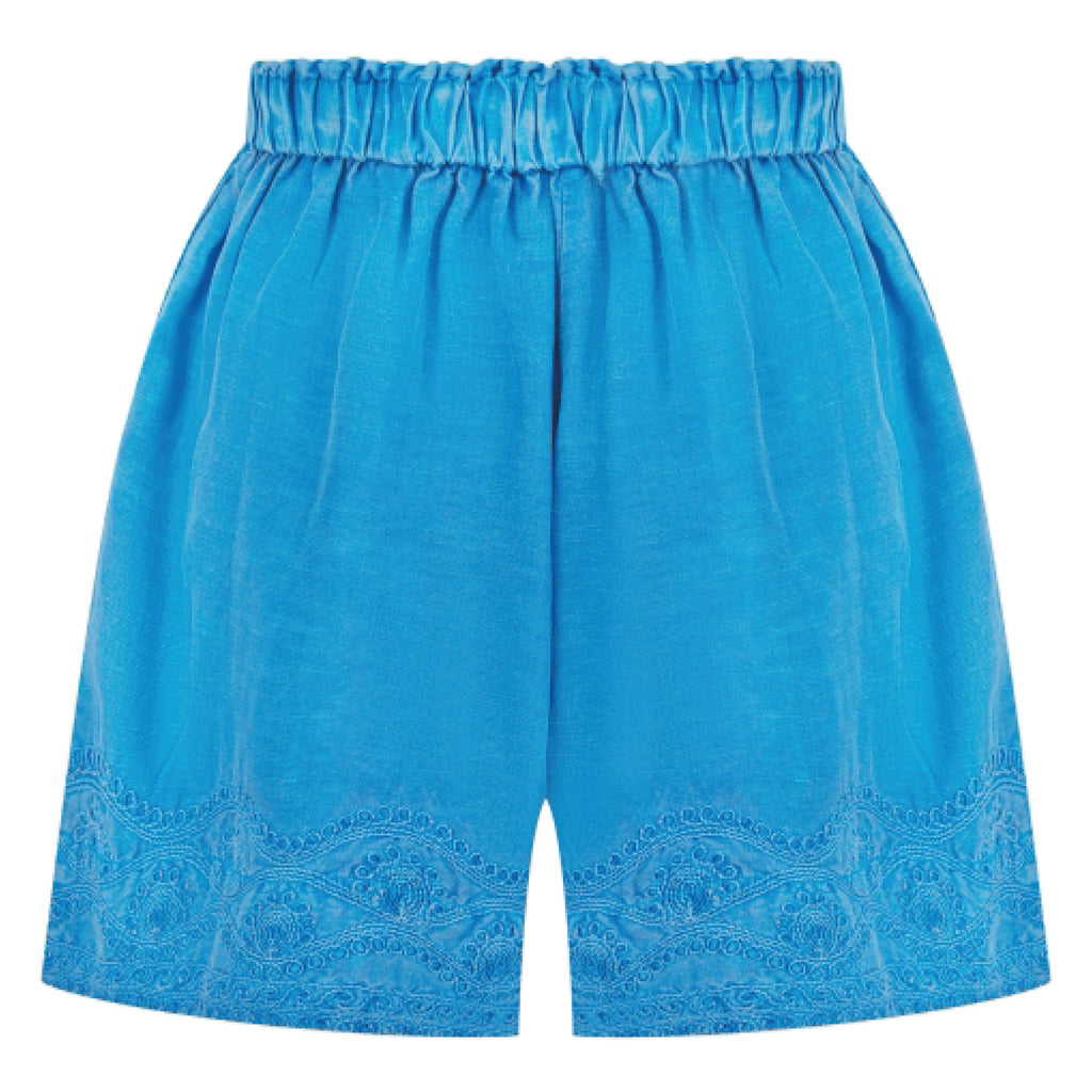 Blue shorts with mini hemline and concealed side pockets.
Pranella Blue Betty Shorts - Jo And Co Pranella Blue Betty Shorts - Pranella