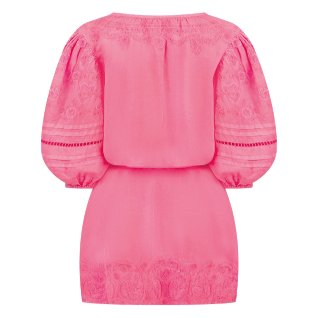 Cerise pink dress with balloon sleeves, a kaftan style neckline and tassel ties.
Pranella Cerise Carla Dress - Jo And Co Pranella Cerise Carla Dress - Pranella