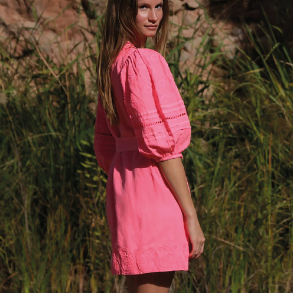 Cerise pink dress with balloon sleeves, a kaftan style neckline and tassel ties.
Pranella Cerise Carla Dress - Jo And Co Pranella Cerise Carla Dress - Pranella