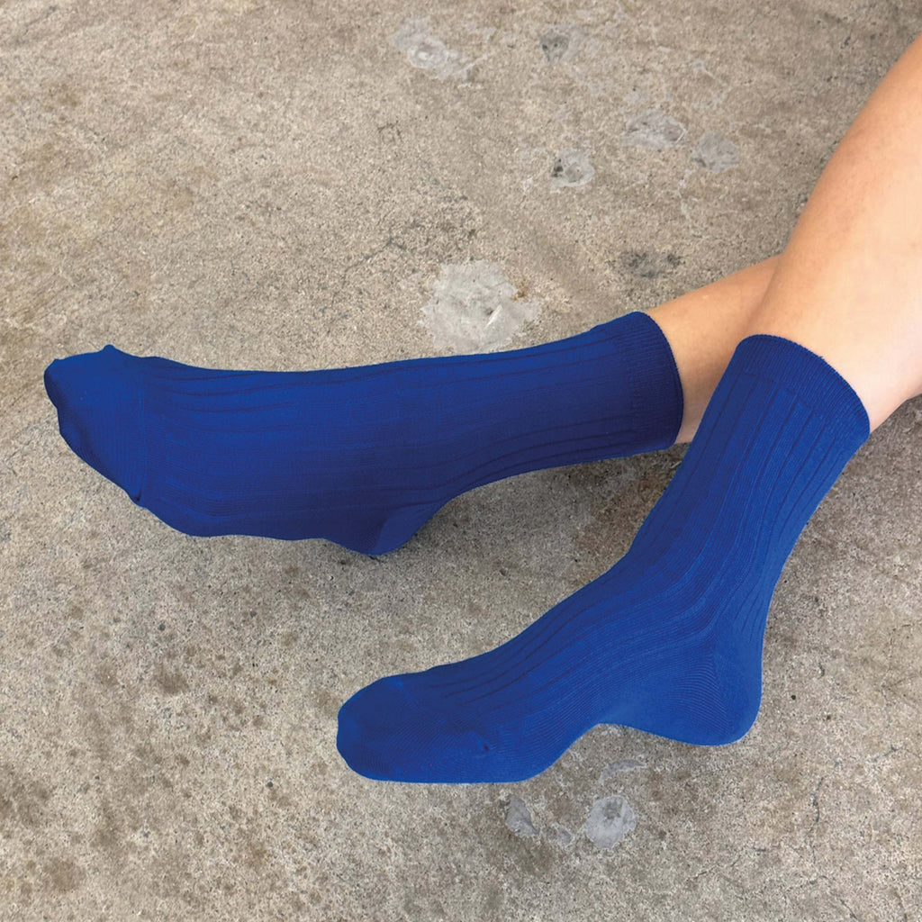 Le Bon Shoppe Cobalt Her Socks, ribbed knit, breathable cotton blend.