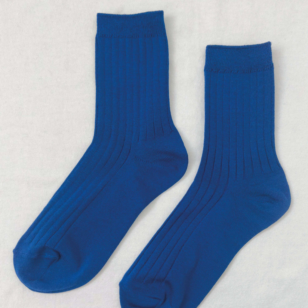 Le Bon Shoppe Cobalt Her Socks, ribbed knit, breathable cotton blend.