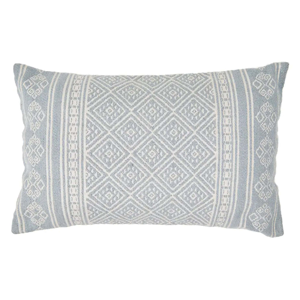 Cornflower Kalkan Cushion with textured jacquard design in blue and white, 40x60 cm.