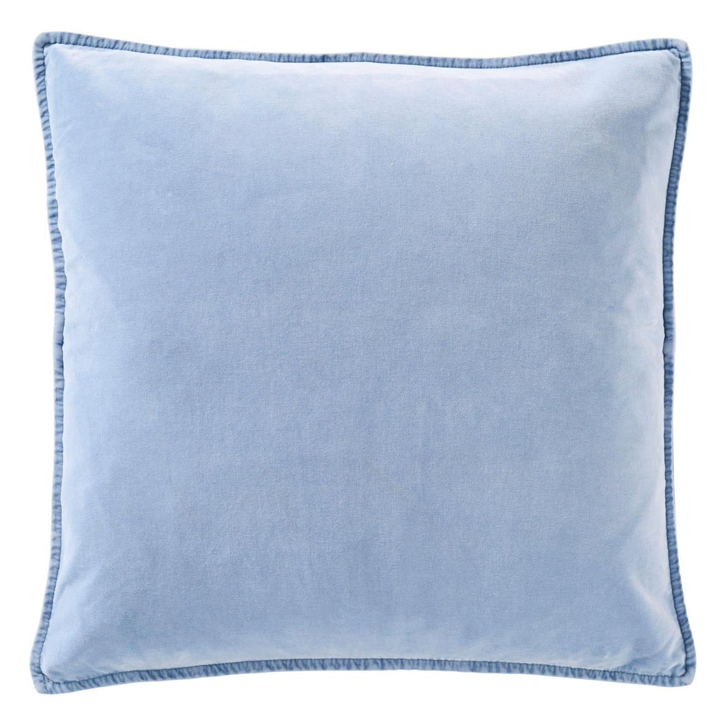 Stonewashed cotton velvet cushion in cornflower blue with thin border piping W: 52 L: 52cm
Cornflower Velvet Cushion - Jo And Co Cornflower Velvet Cushion