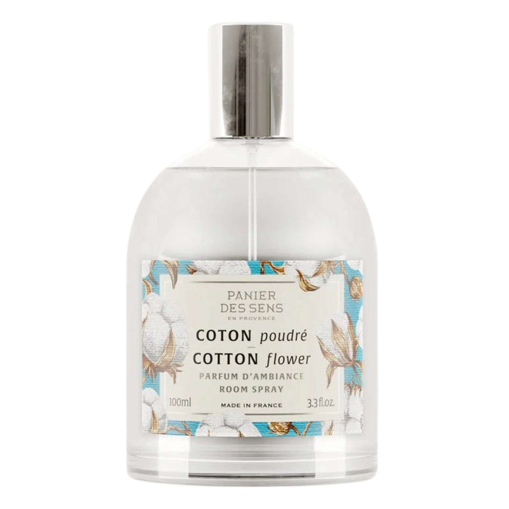 Panier Des Sens Cotton Flower Natural Room Spray 100ml bottle with floral label design.