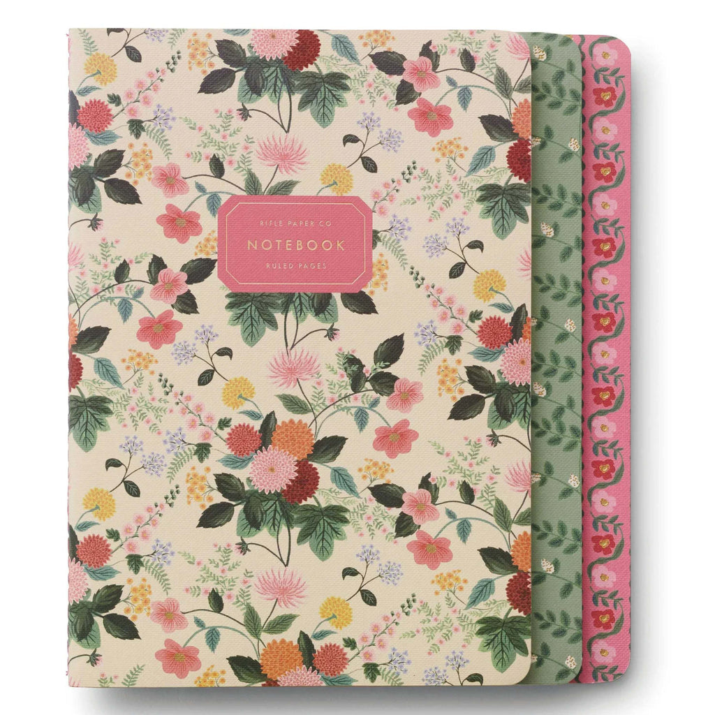 Rifle Paper Co Dahlia Stitched Notebooks with floral covers, gold foil accents, and stitched binding.
Rifle Paper Co Dahlia Stitched Notebooks - Jo And Co Rifle Paper Co Dahlia Stitched Notebooks - Rifle Paper Co