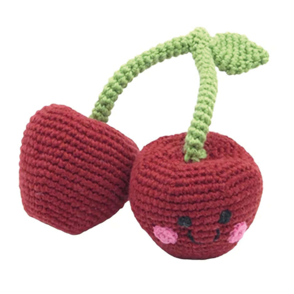 Deep Red Friendly Cherries Baby Rattle - Jo And Co Deep Red Friendly Cherries Baby Rattle