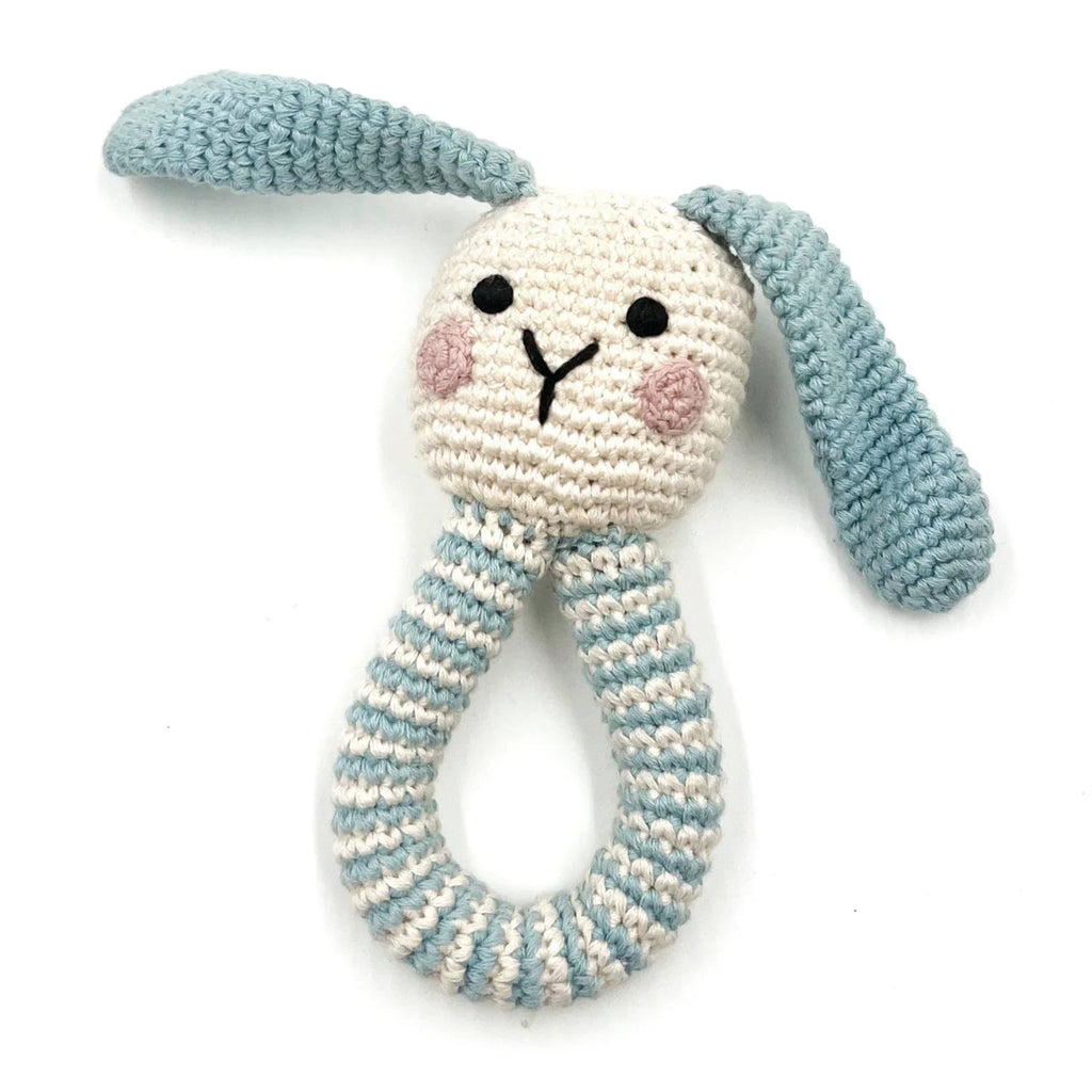 Duck Egg Blue Bunny Ring Baby Rattle - Jo And Co Duck Egg Blue Bunny Ring Baby Rattle - HathayBunano