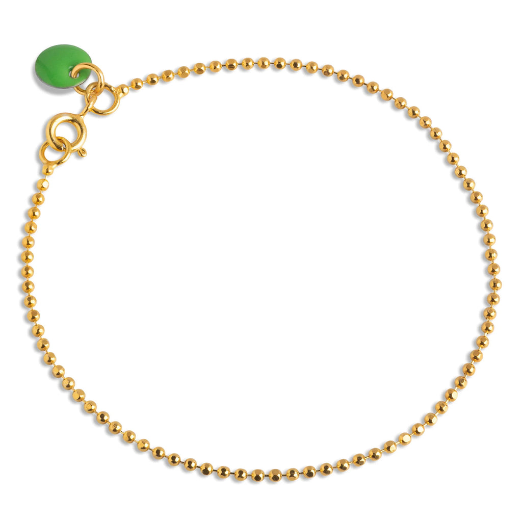 Enamel Copenhagen Green Ball Chain Gold Bracelet - Jo And Co Enamel Copenhagen Green Ball Chain Gold Bracelet - Enamel Copenhagen