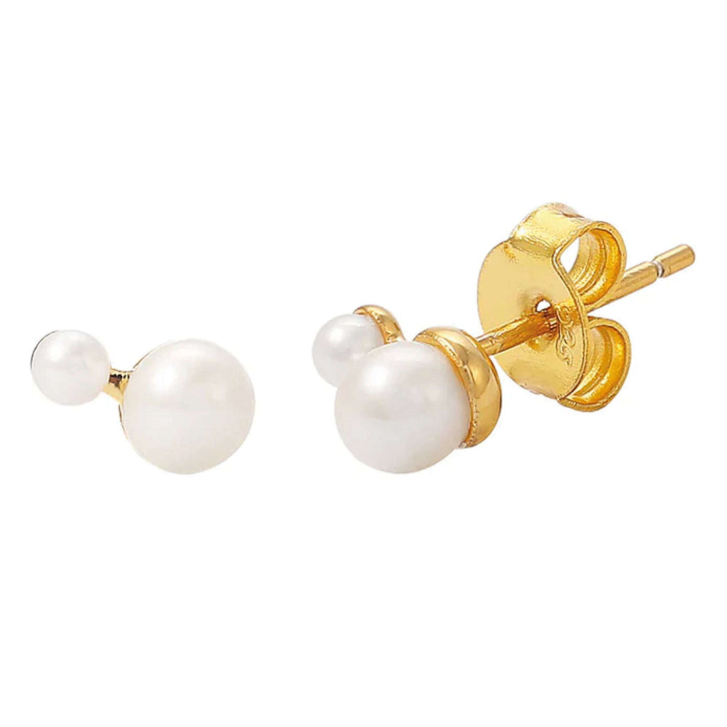 Hultquist Copenhagen Esther Stud Earrings with gold plated sterling silver and freshwater pearls.