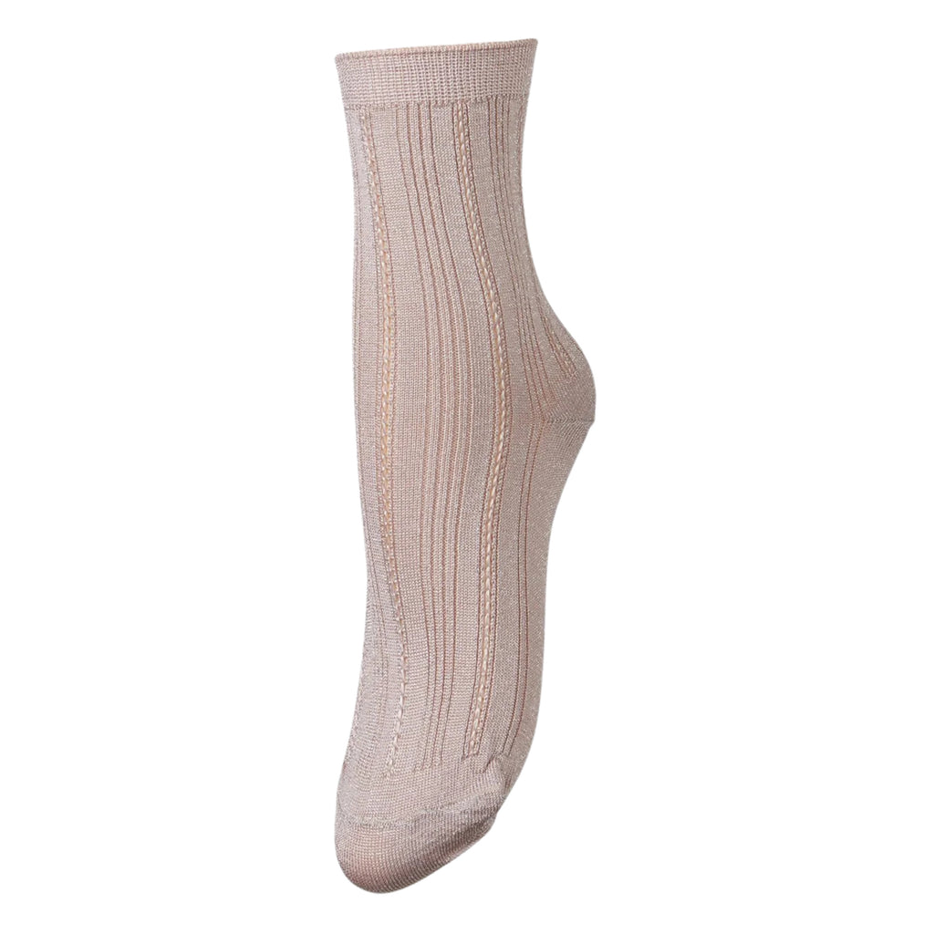 Beck Sondergaard Fawn Glitter Drake Socks with soft fawn color and glittery finish.