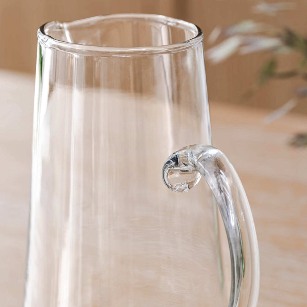 Fonthill Glass Jug with elegant tapered design, made from mouth blown recycled glass.