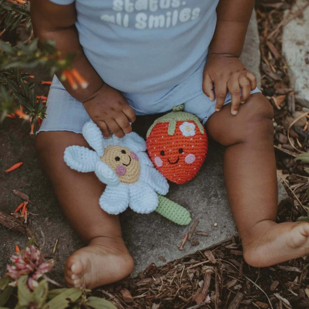 Friendly Strawberry Baby Rattle - Jo And Co Friendly Strawberry Baby Rattle