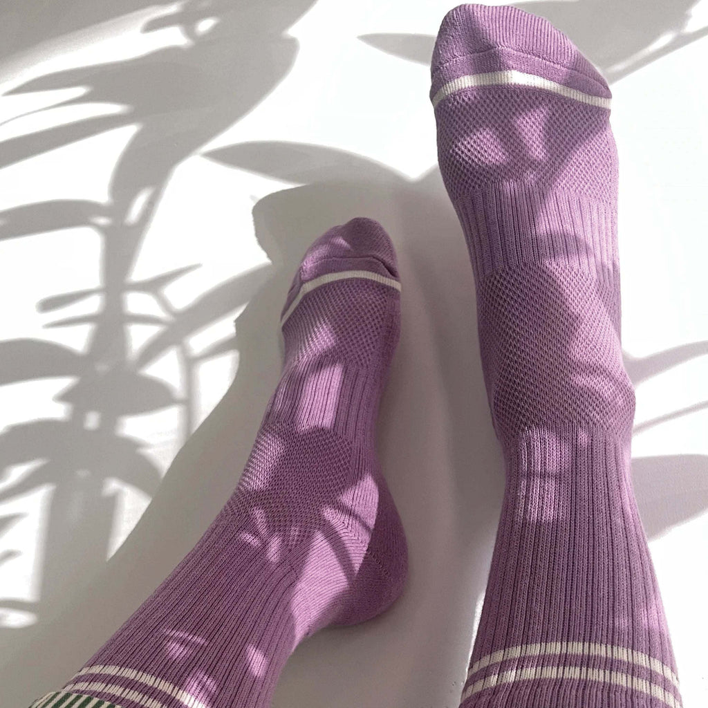 Le Bon Shoppe Grape Boyfriend Socks in purple.