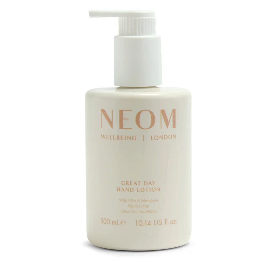 Hand lotion 300ml from 100% natural fragrances of wild mint & mandarin in a 100% recyclable bottle. 
NEOM Great Day Hand Lotion 300ml - Jo And Co NEOM Great Day Hand Lotion 300ml - NEOM