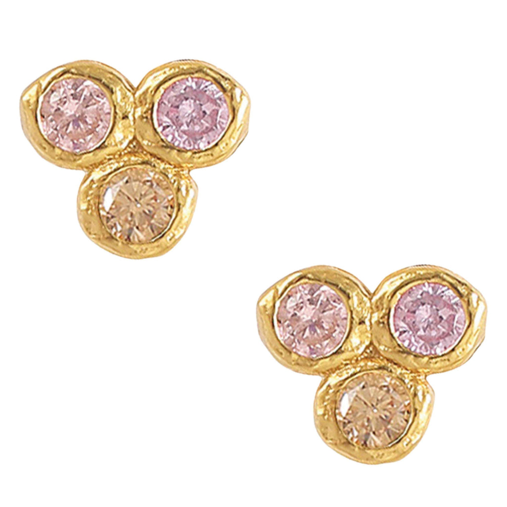 Hultquist Copenhagen Fleur Stud Earrings in gold plated sterling silver with multicolored cubic zirconia.