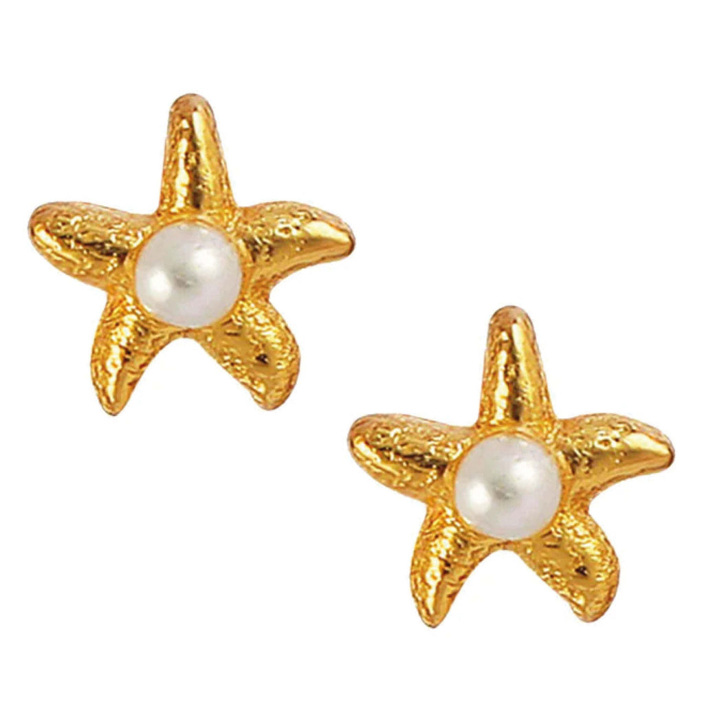 Hultquist Copenhagen Mini Sea Star Stud Earrings with pearls, 18K gold-plated sterling silver.