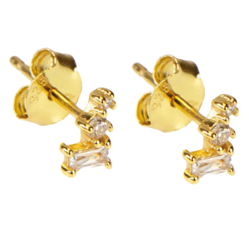 Hultquist Copenhagen Valentina Stud Earrings with 18K gold plated sterling silver and white cubic zirconia.