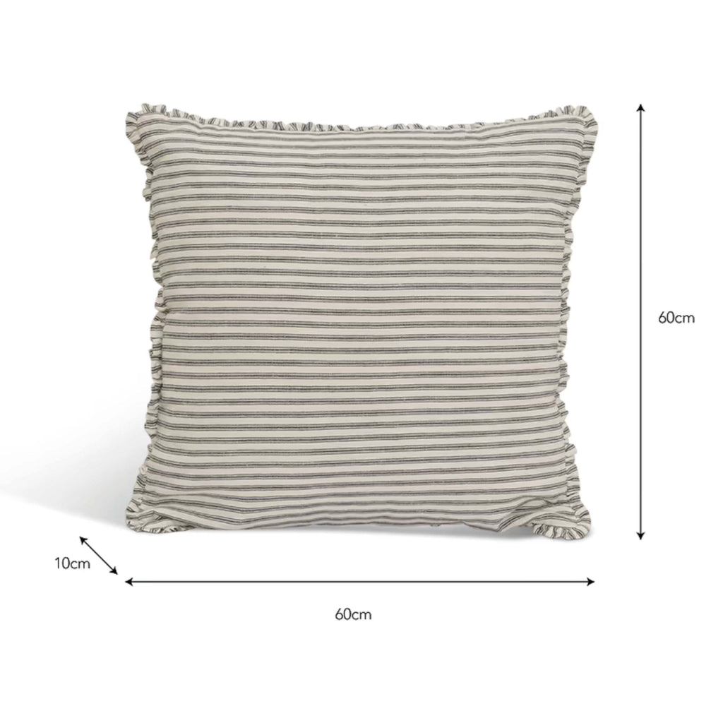 Ink Boxwell Stripe Cushion 60x60cm - Jo And Co Ink Boxwell Stripe Cushion 60x60cm