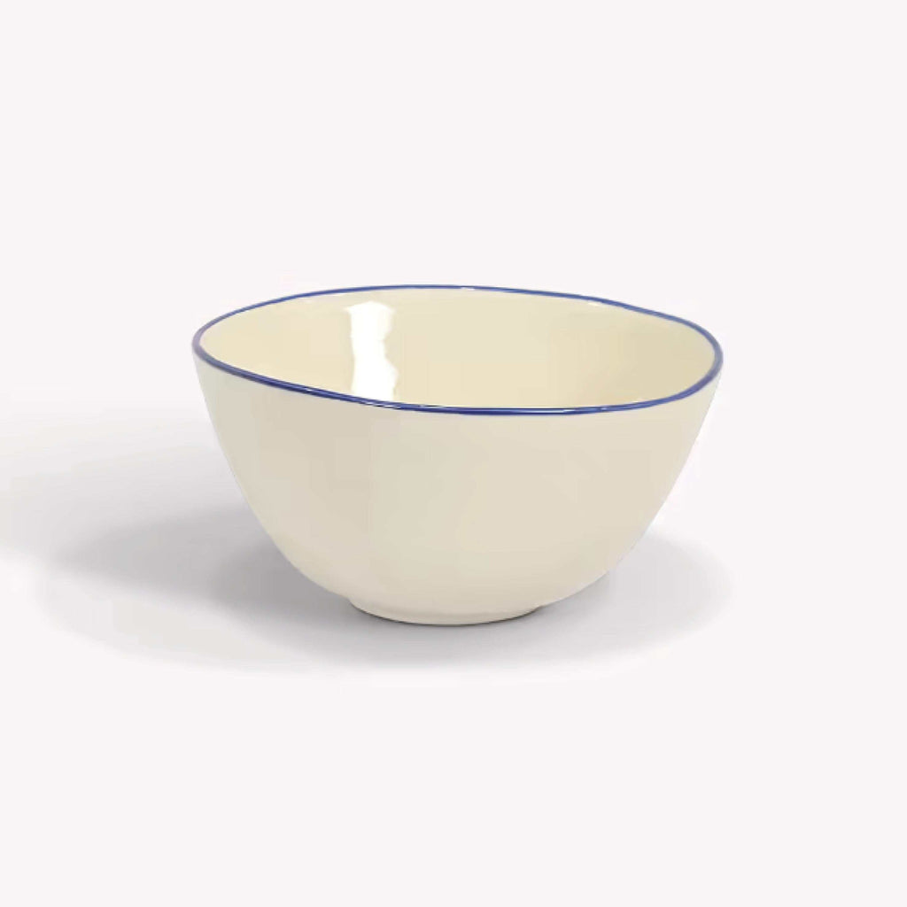 Ink Shipston Cereal Bowl with hand-painted inky blue rim and rustic stoneware design.