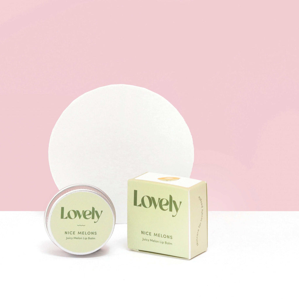 Juicy Melon Nice Melons Lip Balm 15ml with packaging, creamy beeswax and jojoba oil formula.