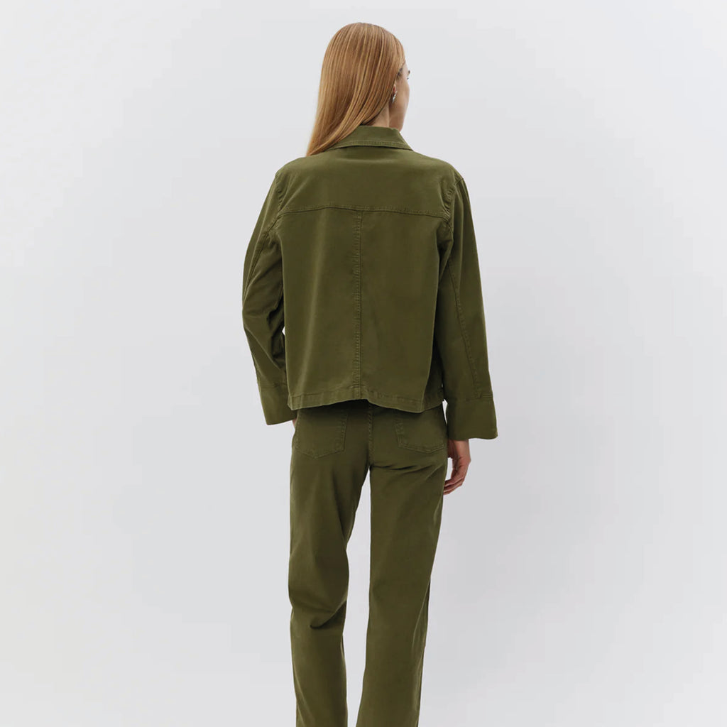 Khaki army green denim jacket with tie front closure and two large front pockets.
Sofie Schnoor Khaki Army Jacket - Jo And Co Sofie Schnoor Khaki Army Jacket - Sofie Schnoor