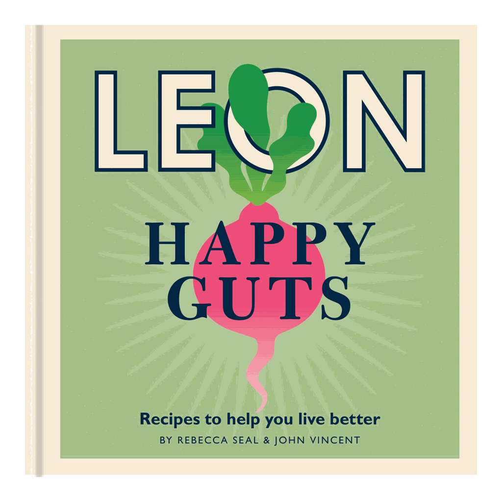 Happy Guts Cookbook by Seal and Vincent, hardback with colorful recipes for gut health.