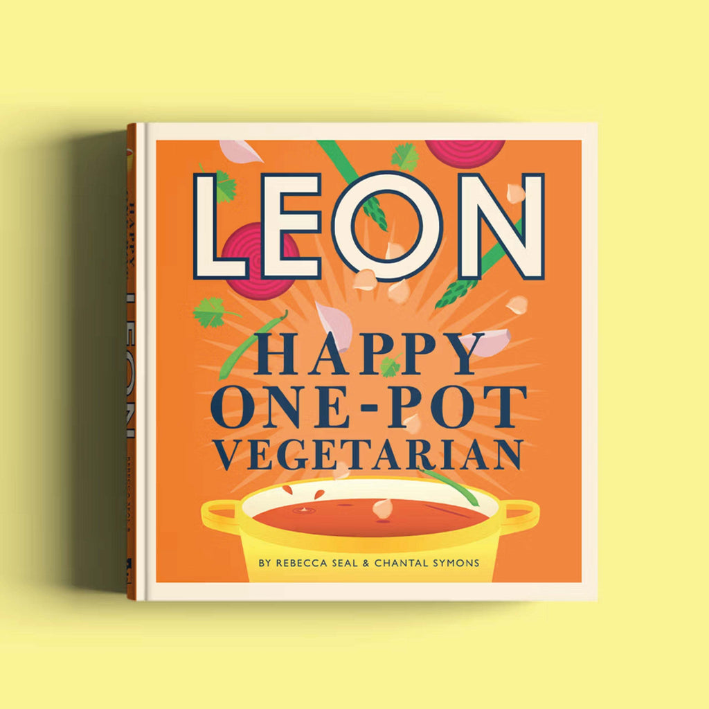 Leon: Happy One Pot Vegetarian Cookbook cover with vibrant design and pot illustration.