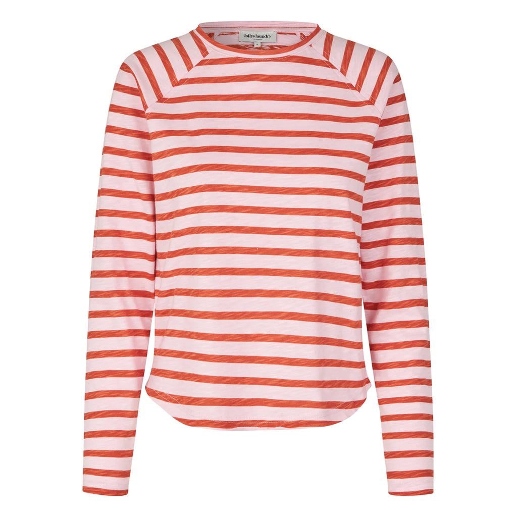 Long-sleeved T-shirt in 100% cotton with a pink and red striped design.
Lollys Laundry Light Pink Stripe Liva Long Sleeve Top - Jo And Co Lollys Laundry Light Pink Stripe Liva Long Sleeve Top - Lollys Laundry