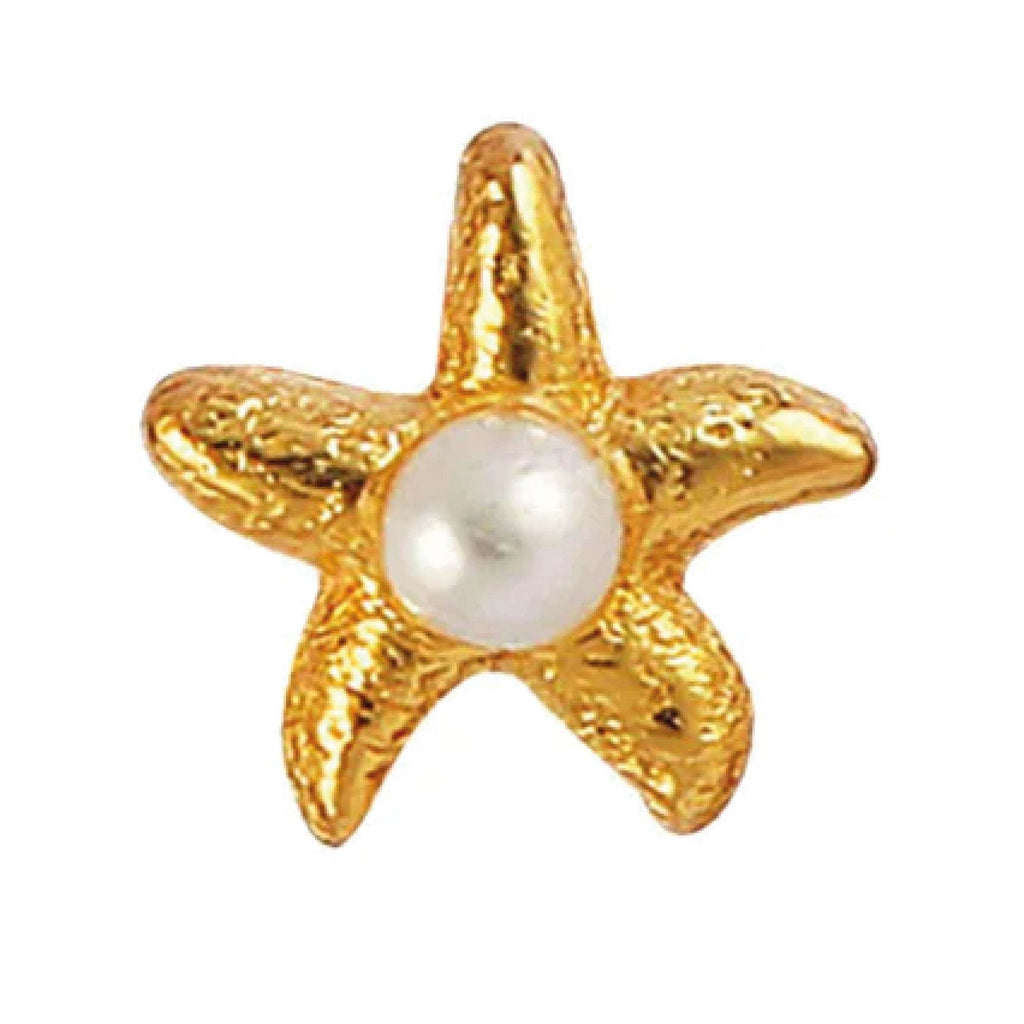 Hultquist Copenhagen Mini Sea Star Stud Earrings with freshwater pearl and 18K gold-plated sterling silver.