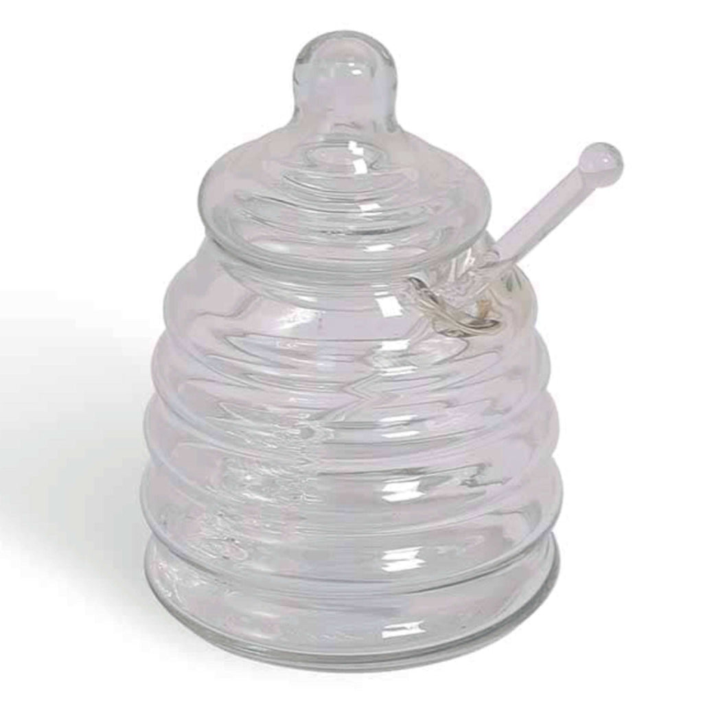 Hand-blown Murcot Glass Honey Pot with a unique glass dibber.