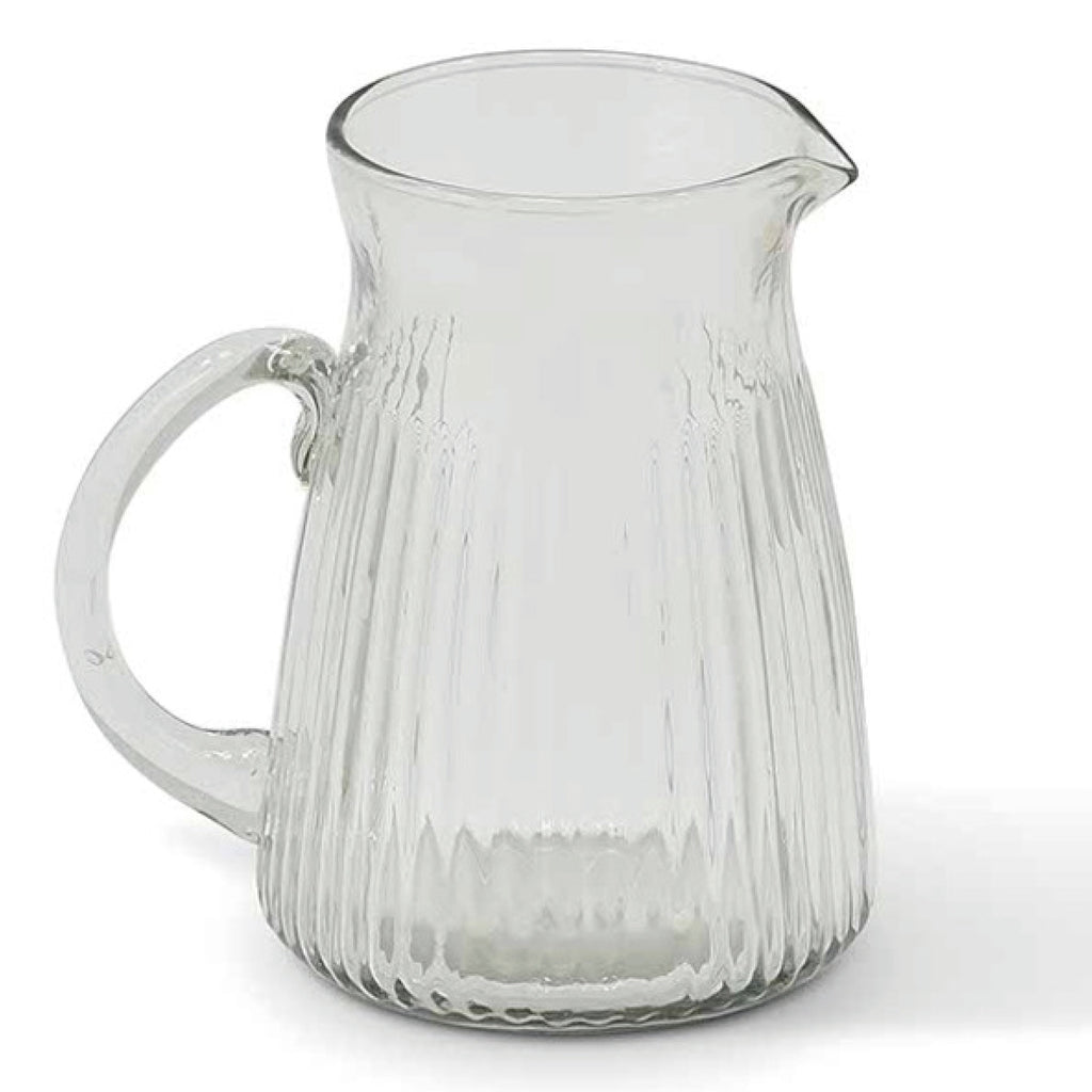 Northmoor Ribbed Glass Jug with clear textured design and handle.