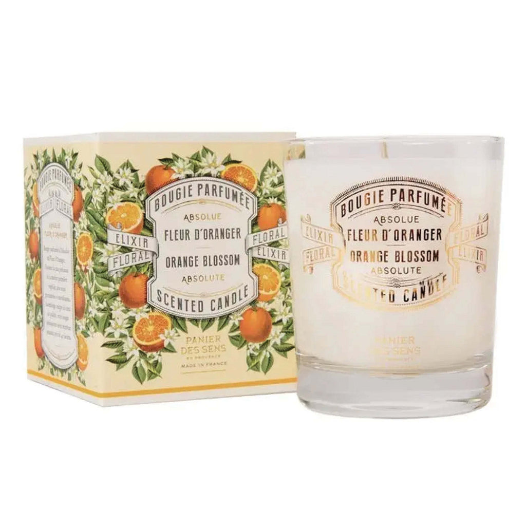 Panier Des Sens Orange Blossom Scented Candle 180g in glass jar with decorative box.