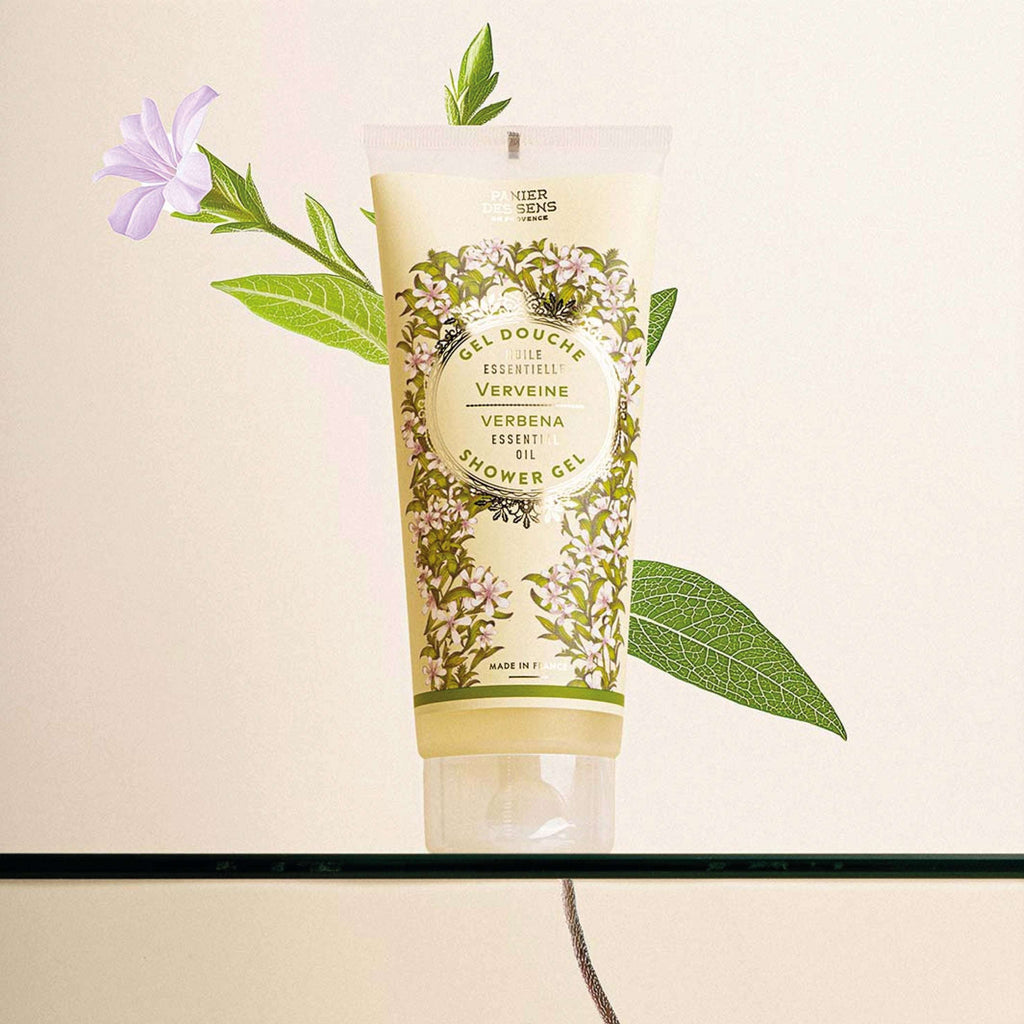 Panier Des Sens Energizing Verbena Shower Gel 200ml with natural ingredients and citrus fragrance.