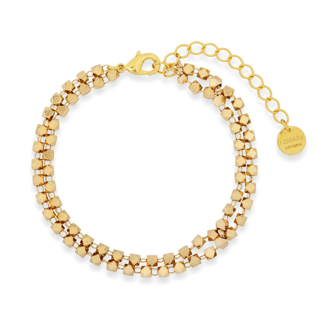 Ashiana London Paris Bracelet with gold cube chain and shiny finish.