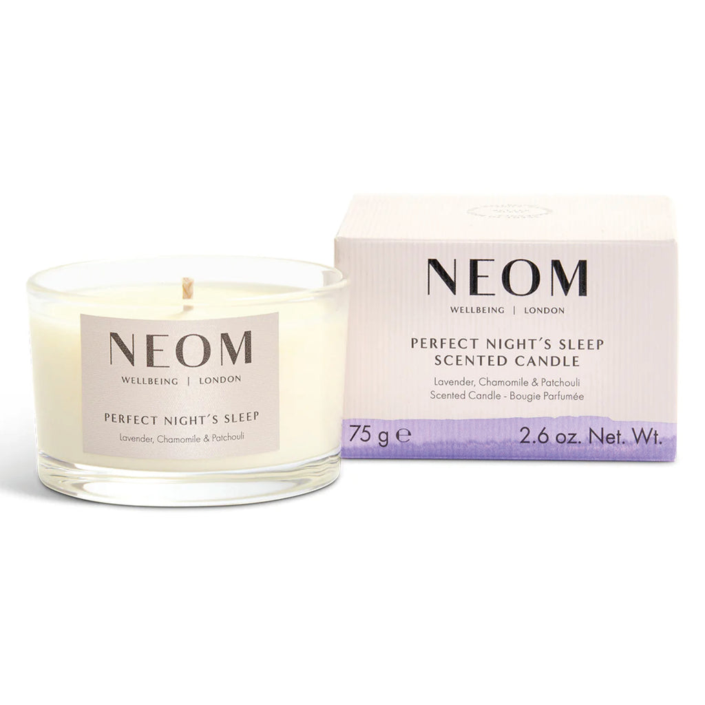 Travel sized candle 75g with 100% natural fragrances of lavender, chamomile & patchouli using 100% naturally derived wax.
NEOM Perfect Night's Sleep Scented Travel Candle - Jo And Co NEOM Perfect Night's Sleep Scented Travel Candle - NEOM