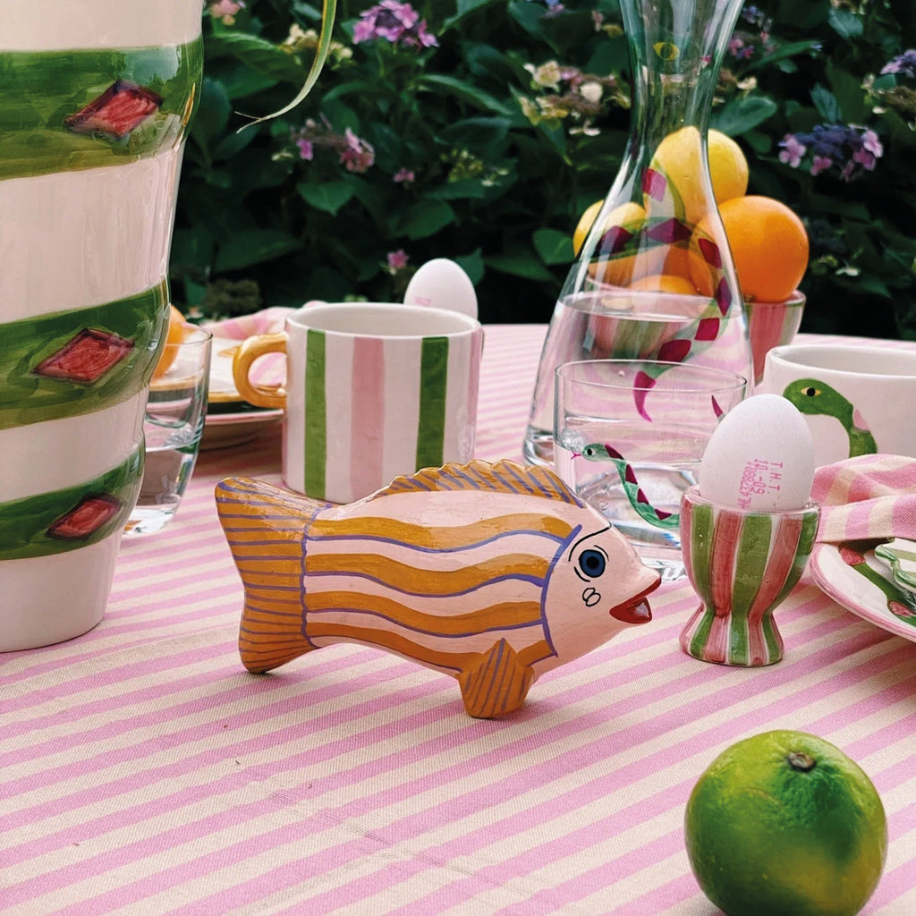 Pink & Green Stripe Ribbon Mug - Jo And Co Pink & Green Stripe Ribbon Mug - Anna + Nina