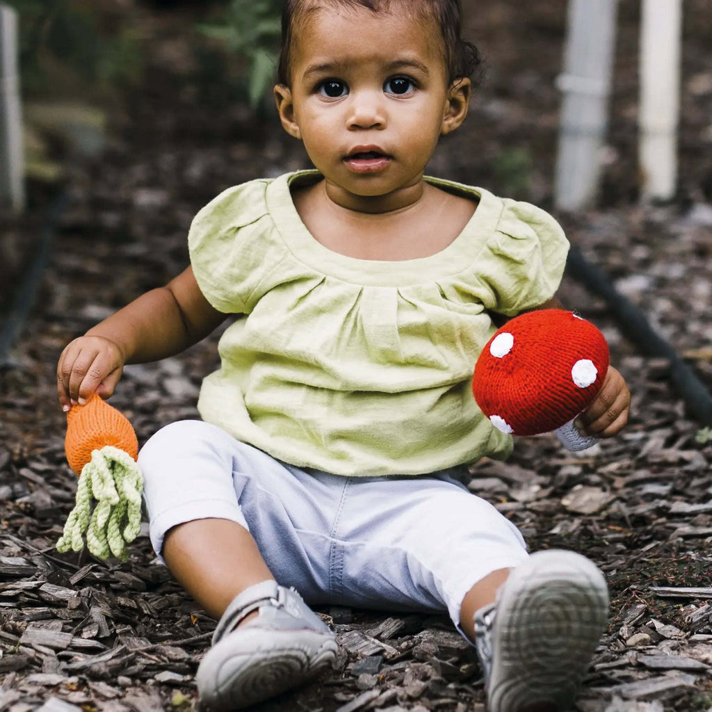 Red Toadstool Baby Rattle - Jo And Co Red Toadstool Baby Rattle