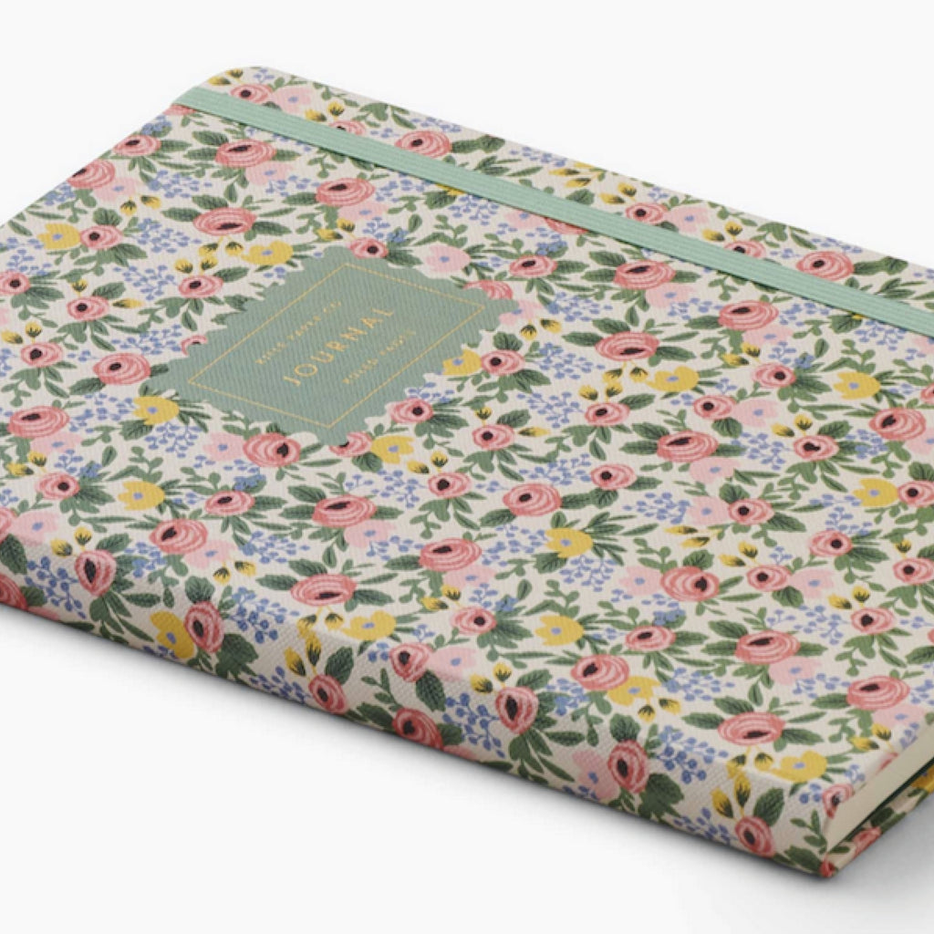 The Rosa Journal features a floral cover, elastic band and 144 pages with a gold pen with black ink.
Rifle Paper Co Rosa Journal With Pen - Jo And Co Rifle Paper Co Rosa Journal With Pen - Rifle Paper Co