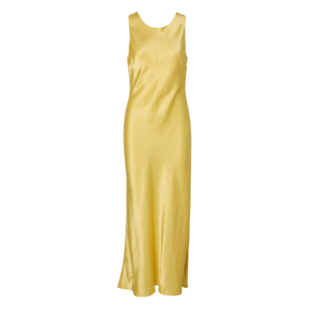 Sleeveless midi dress with round neck
and low cowl back in sunshine yellow acetate.
Selected Femme Sundress Selene Cowl Back Dress - Jo And Co Selected Femme Sundress Selene Cowl Back Dress - Selected Femme