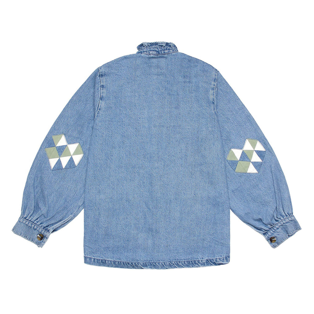 Seventy + Mochi Weekender Dear Pablo Jacket with floral embroidery and frill collar.